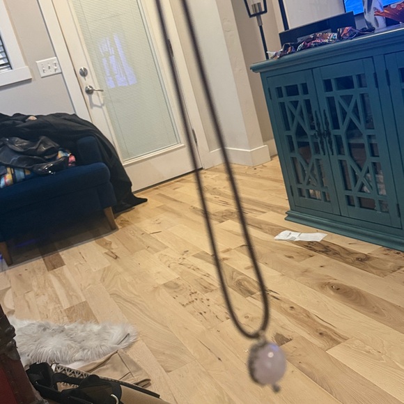 Rose Quartz Sterling Silver Pendant on Satin Cord - Picture 2 of 4